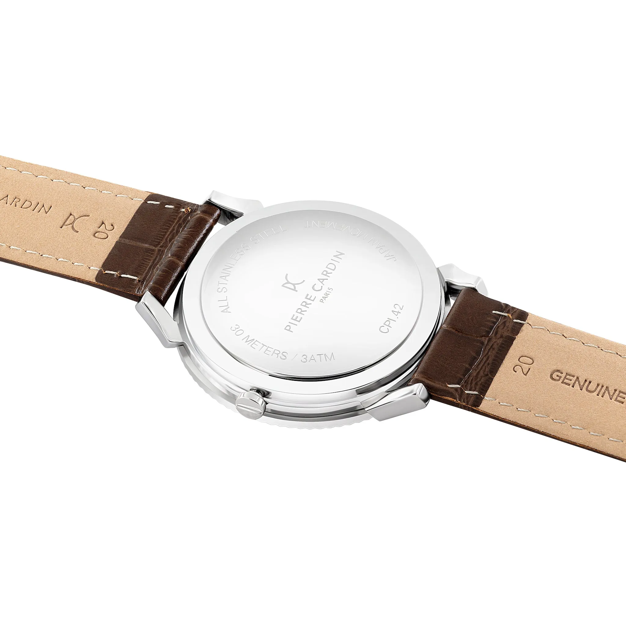 Pigalle Silver Dial Watch with Brown Leather Strap and Fluted Bezel