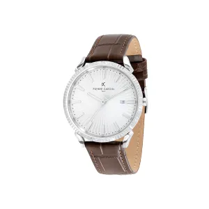 Pigalle Silver Dial Watch with Brown Leather Strap and Fluted Bezel