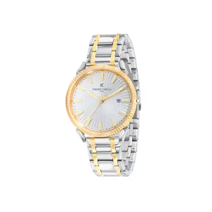 Pigalle Two Tone Metal Link Watch in Gold and Silver with Fluted Bezel and Silver Dial