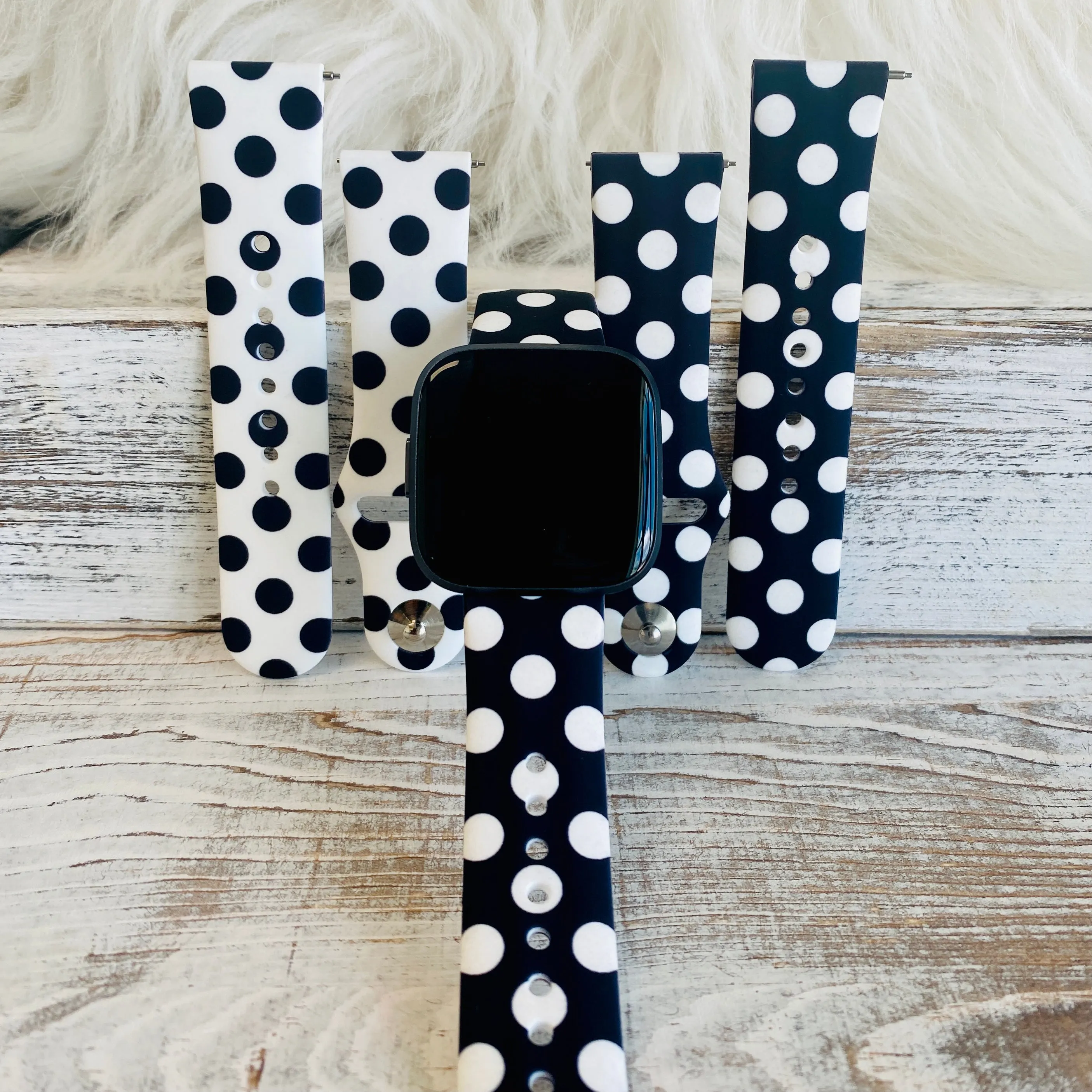 Polka Dot Print Silicone Band For Fitbit Versa 1/2 Multiple Colors Available