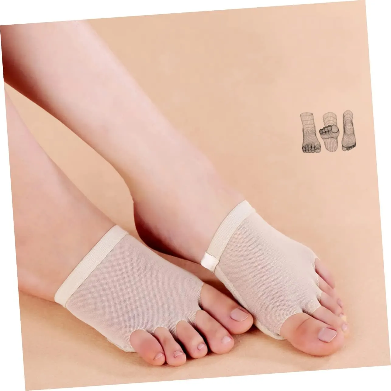 POPETPOP Dancing Shoes Adult Ballet Half Soles Dance Forefoot Cushion Shoes Fitness Thong Dance Paws for Women