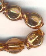 Rare Vintage Post-WWII Japanese Three-Sided Hollow Blown Glass Beads. Dark Gold. 5x5mm. Strand of 25. B11-YO-0334