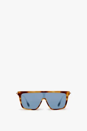 Rectangular Shield Sunglasses In Tortoise