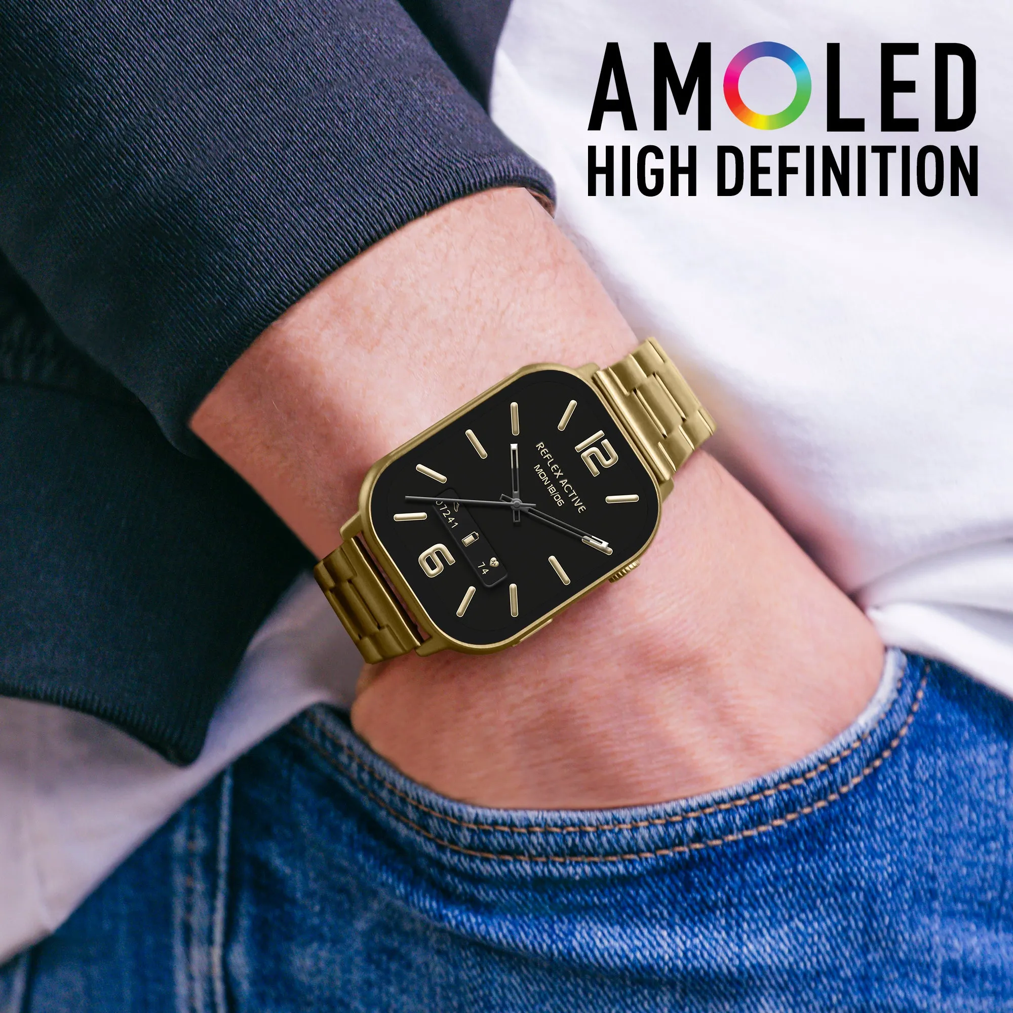 Reflex Active Series 29 Titanium Case & Gold Link Strap AMOLED RA29-4084