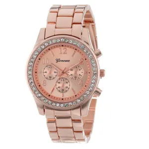 relojes hombre 2016 Role Faux Chronograph Quartz Plated Classic Round Ladies Women Crystals Watch YAZOLEX relogio masculino