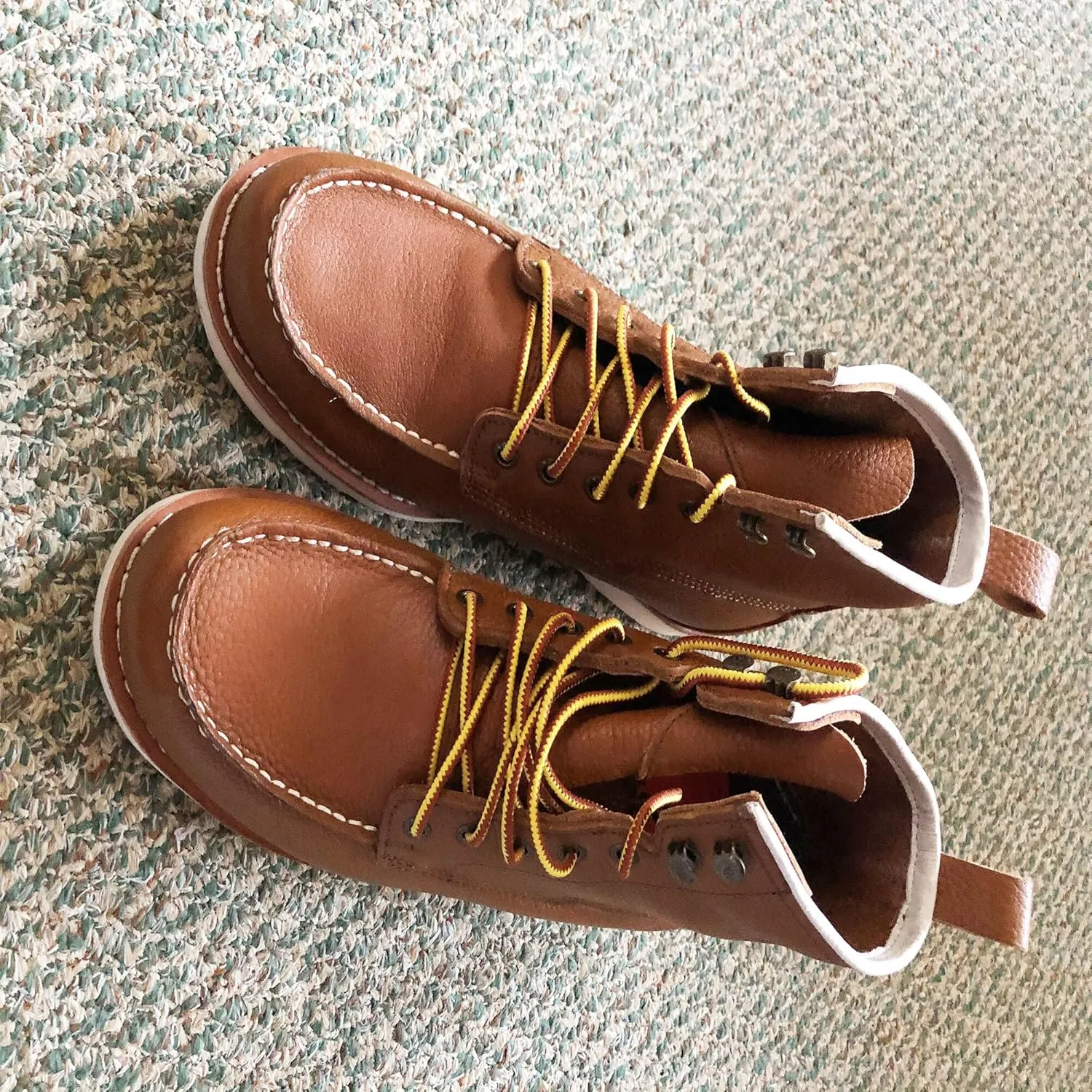 ROCKROOSTER Trinidad 6" Wedge Boots for Men, Soft Moc Toe Lightweight Brown Heritage Work Boots VAP2306