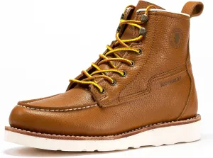ROCKROOSTER Trinidad 6" Wedge Boots for Men, Soft Moc Toe Lightweight Brown Heritage Work Boots VAP2306