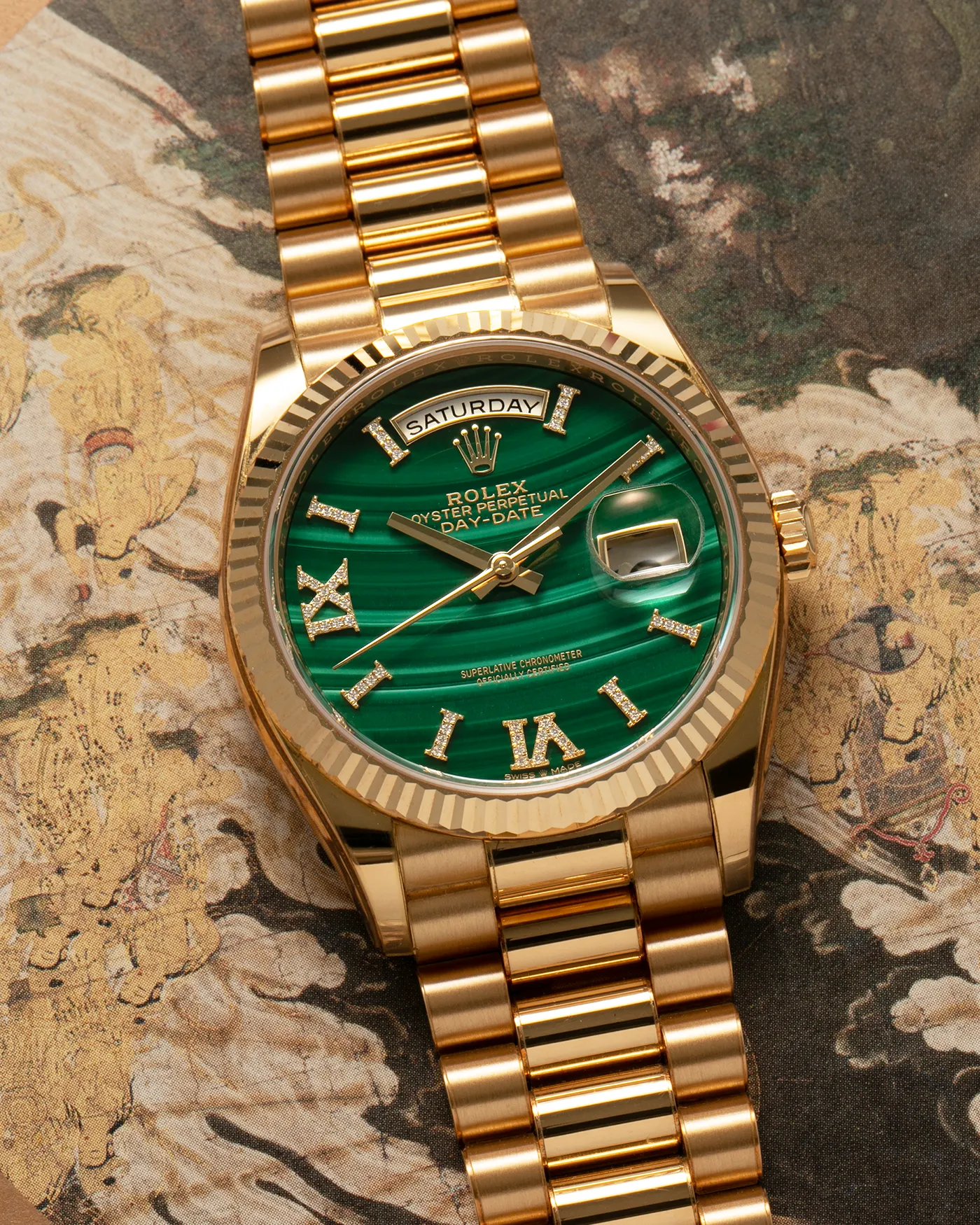 Rolex Day Date Malachite Diamond 128238