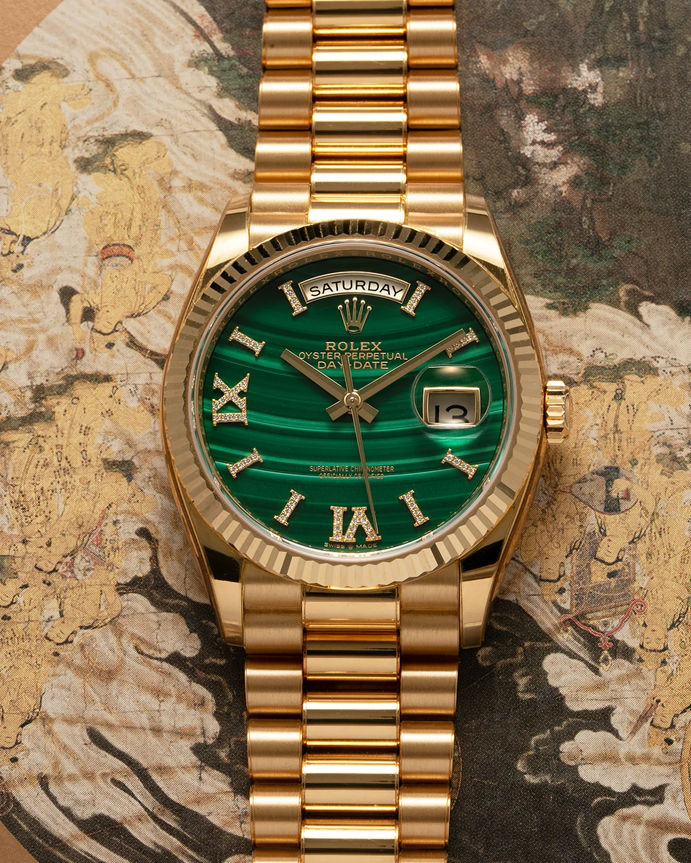 Rolex Day Date Malachite Diamond 128238
