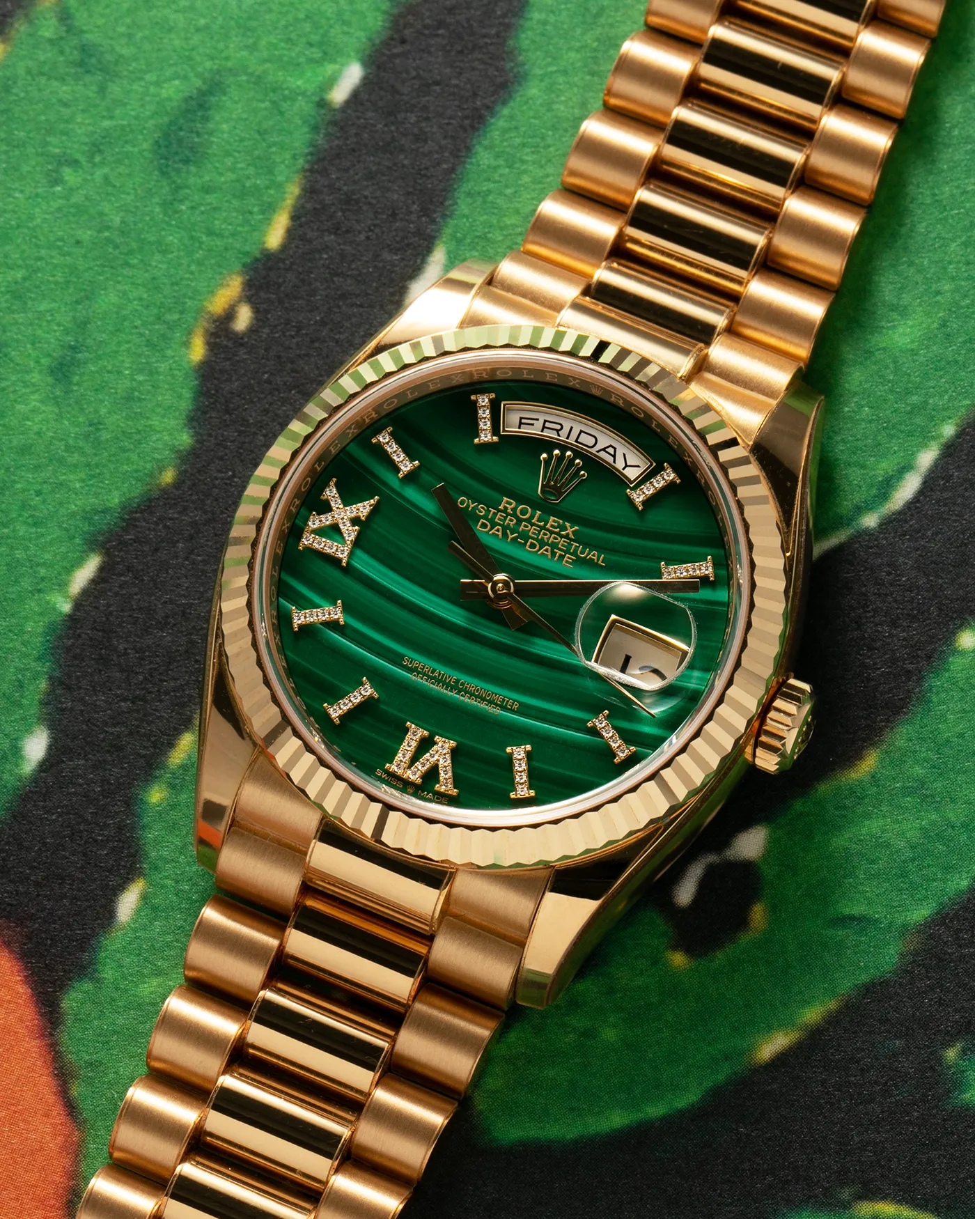 Rolex Day Date Malachite Diamond 128238