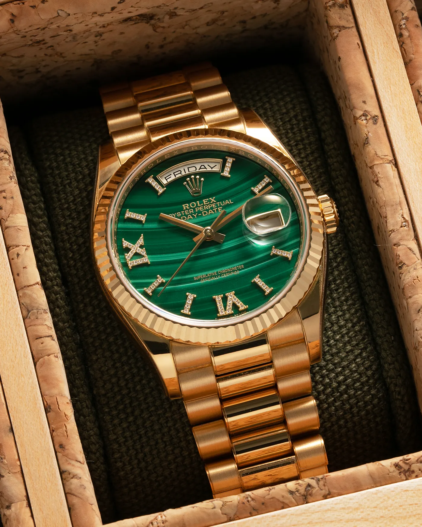 Rolex Day Date Malachite Diamond 128238