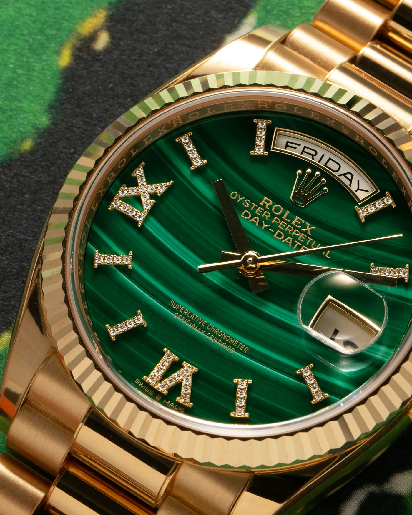 Rolex Day Date Malachite Diamond 128238