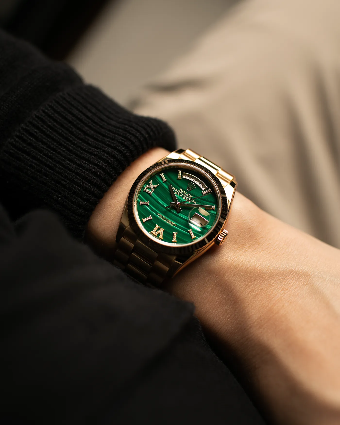 Rolex Day Date Malachite Diamond 128238