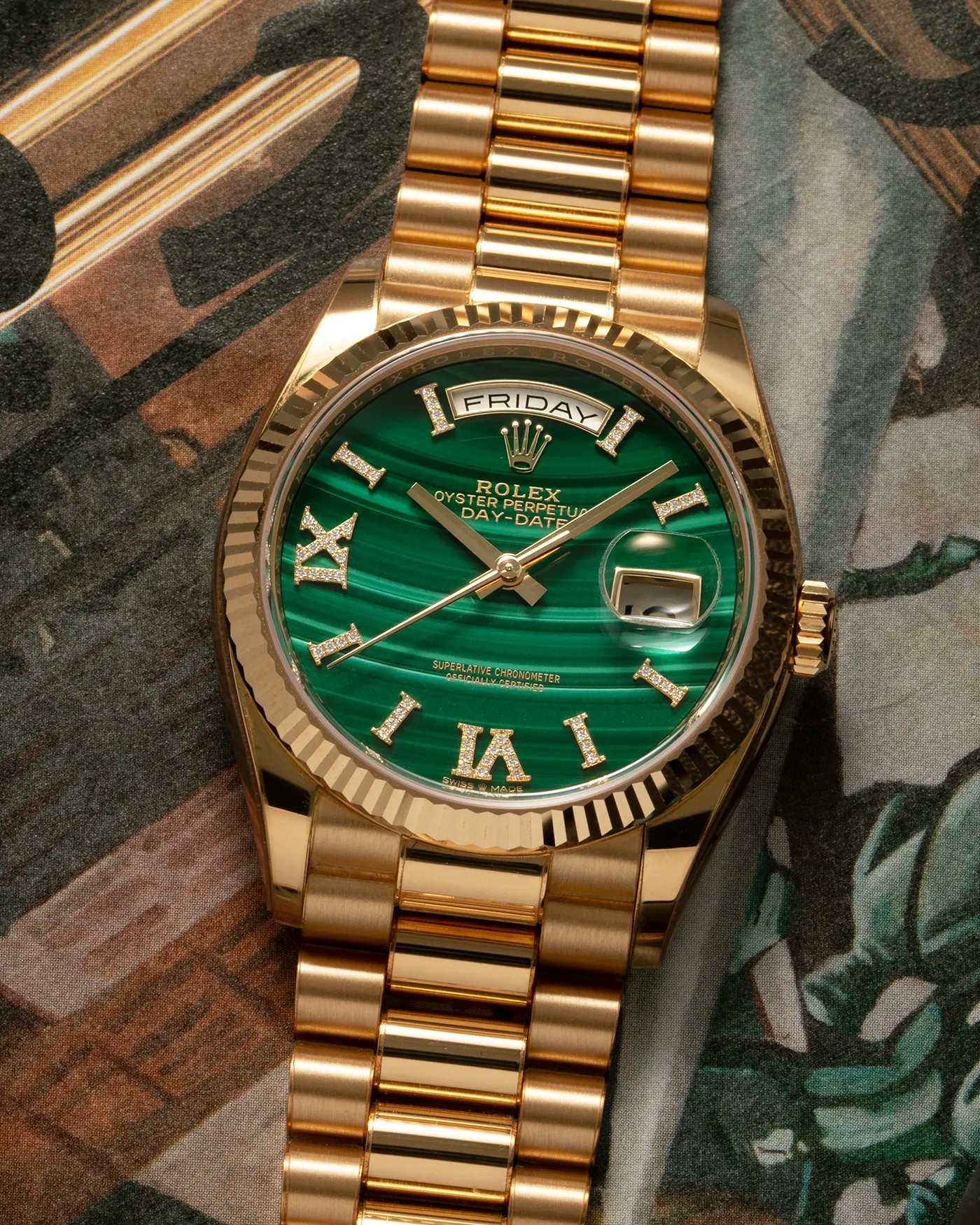 Rolex Day Date Malachite Diamond 128238