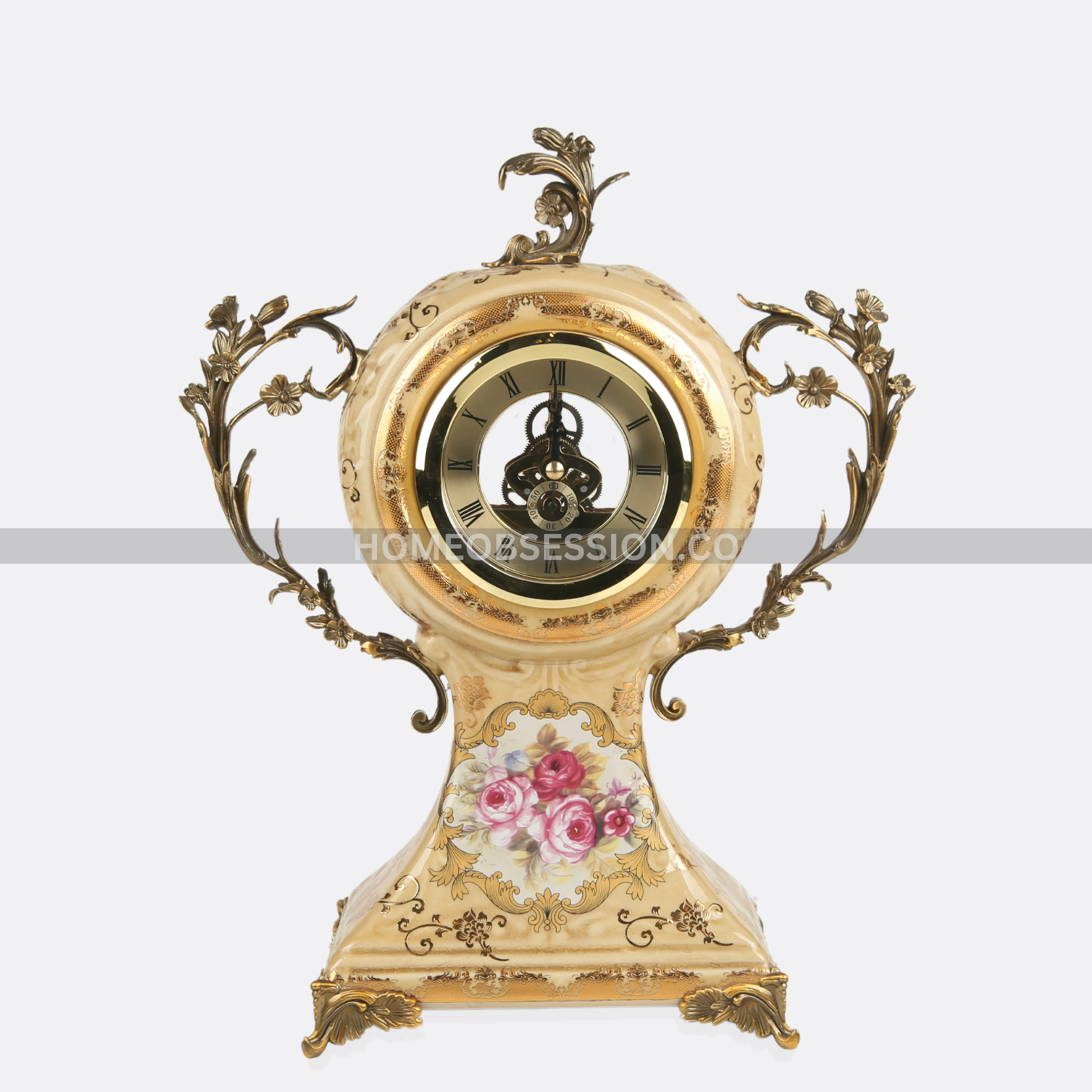 Royal Timepiece With Metalic Base & Handles