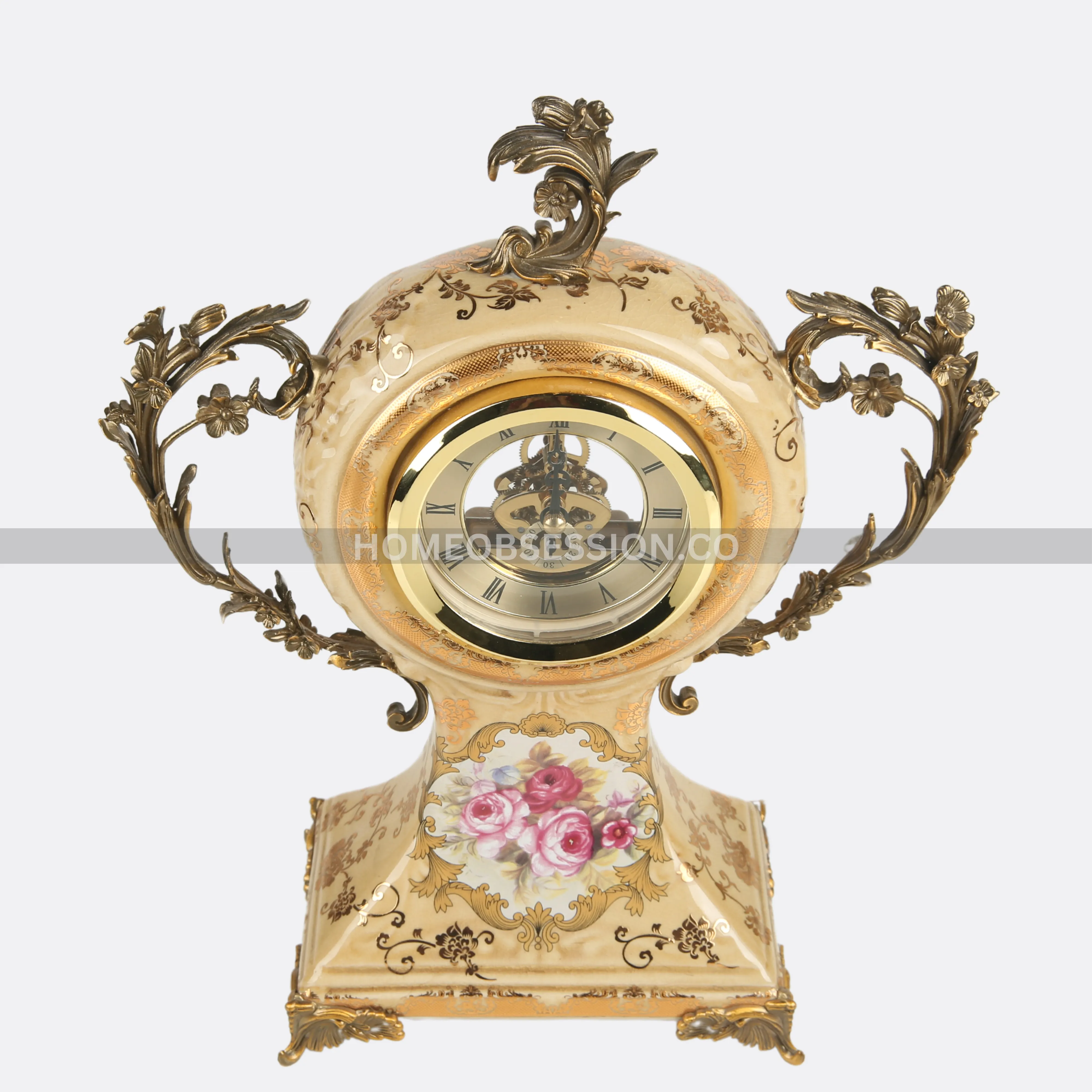 Royal Timepiece With Metalic Base & Handles