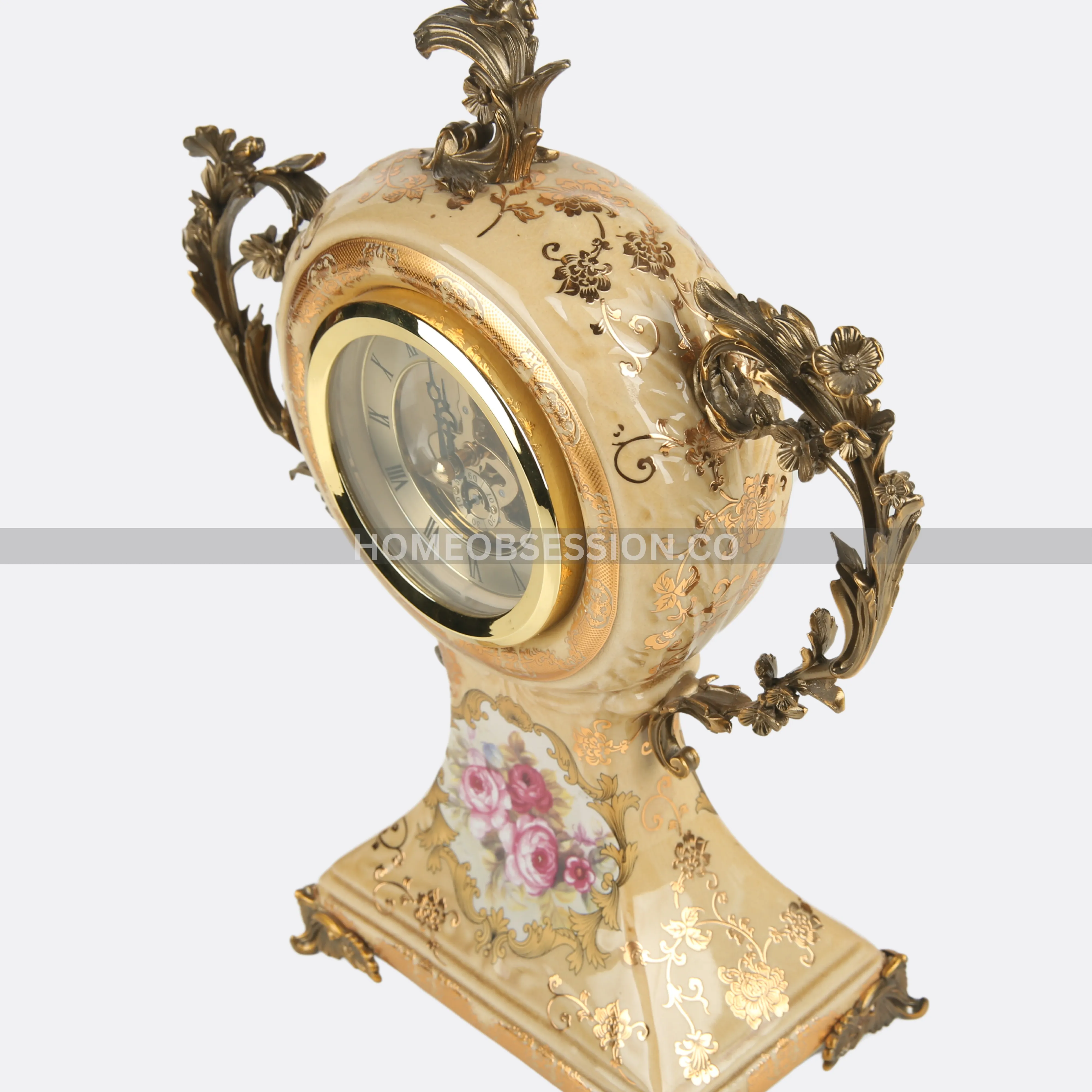 Royal Timepiece With Metalic Base & Handles