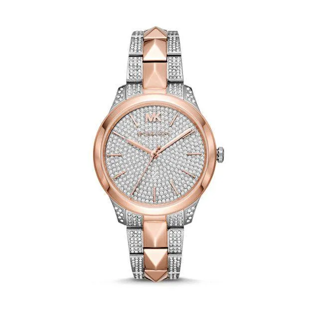 Runway Mercer Pave Rose Gold-Tone & Silver Watch MK6716