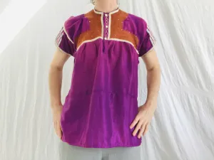 Satin Hand-Embroidered Chamula Blouse. Chiapas, Mexico. Medium