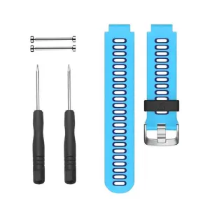 Silicone Strap for Garmin Forerunner 220/ 230/ 235/ 620/ 735- Sky Blue & Black