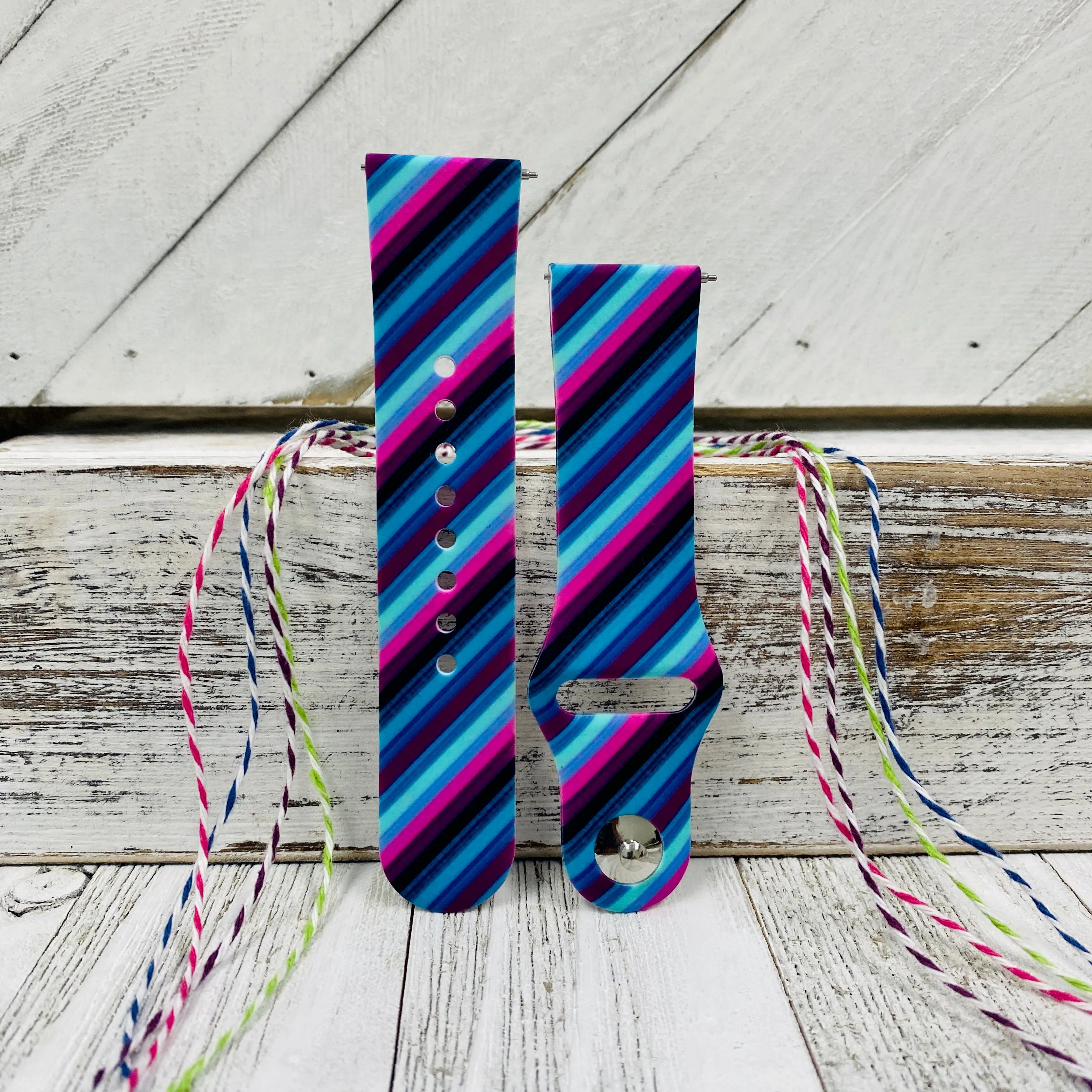 So Cute Stripes Print Silicone Band For Fitbit Versa 1/2 Multiple Colors Available