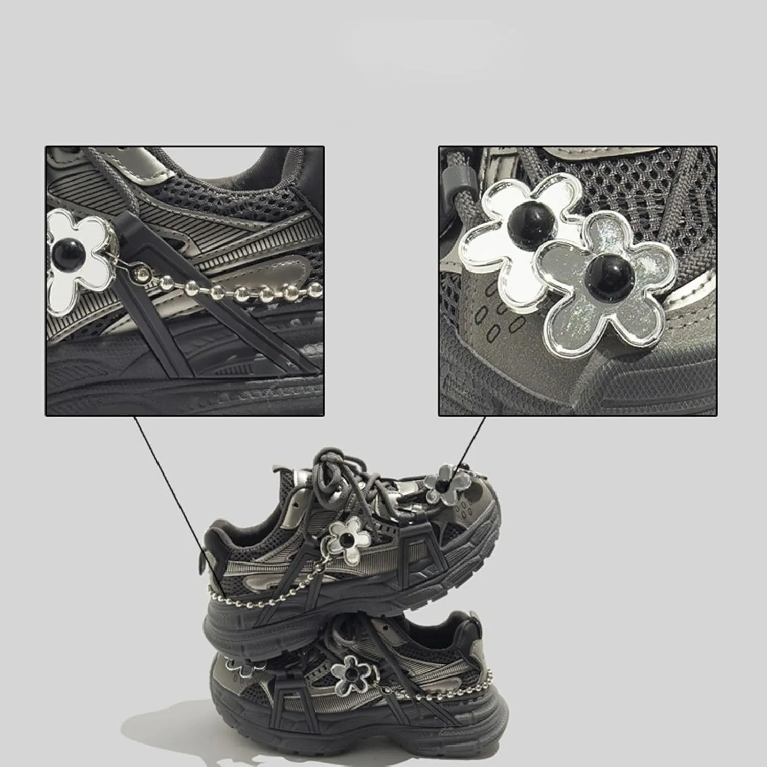 Spring Butterfly Flower Chunky Platform Sneakers Women Retro Y2K Aesthetic 1.8" Height Increase Breathable Dad Shoes Casual Outfit Walking Shoes