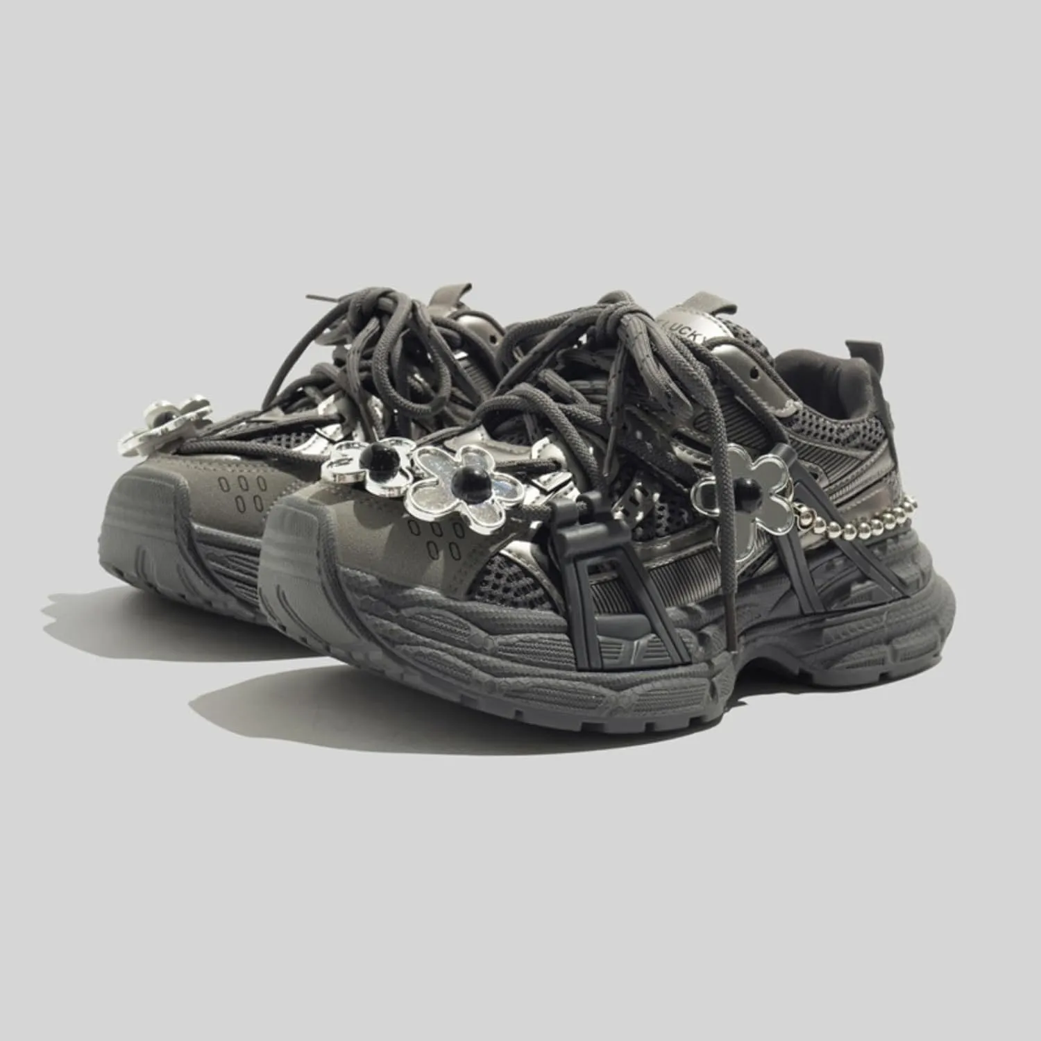 Spring Butterfly Flower Chunky Platform Sneakers Women Retro Y2K Aesthetic 1.8" Height Increase Breathable Dad Shoes Casual Outfit Walking Shoes