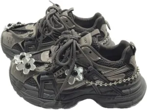 Spring Butterfly Flower Chunky Platform Sneakers Women Retro Y2K Aesthetic 1.8" Height Increase Breathable Dad Shoes Casual Outfit Walking Shoes