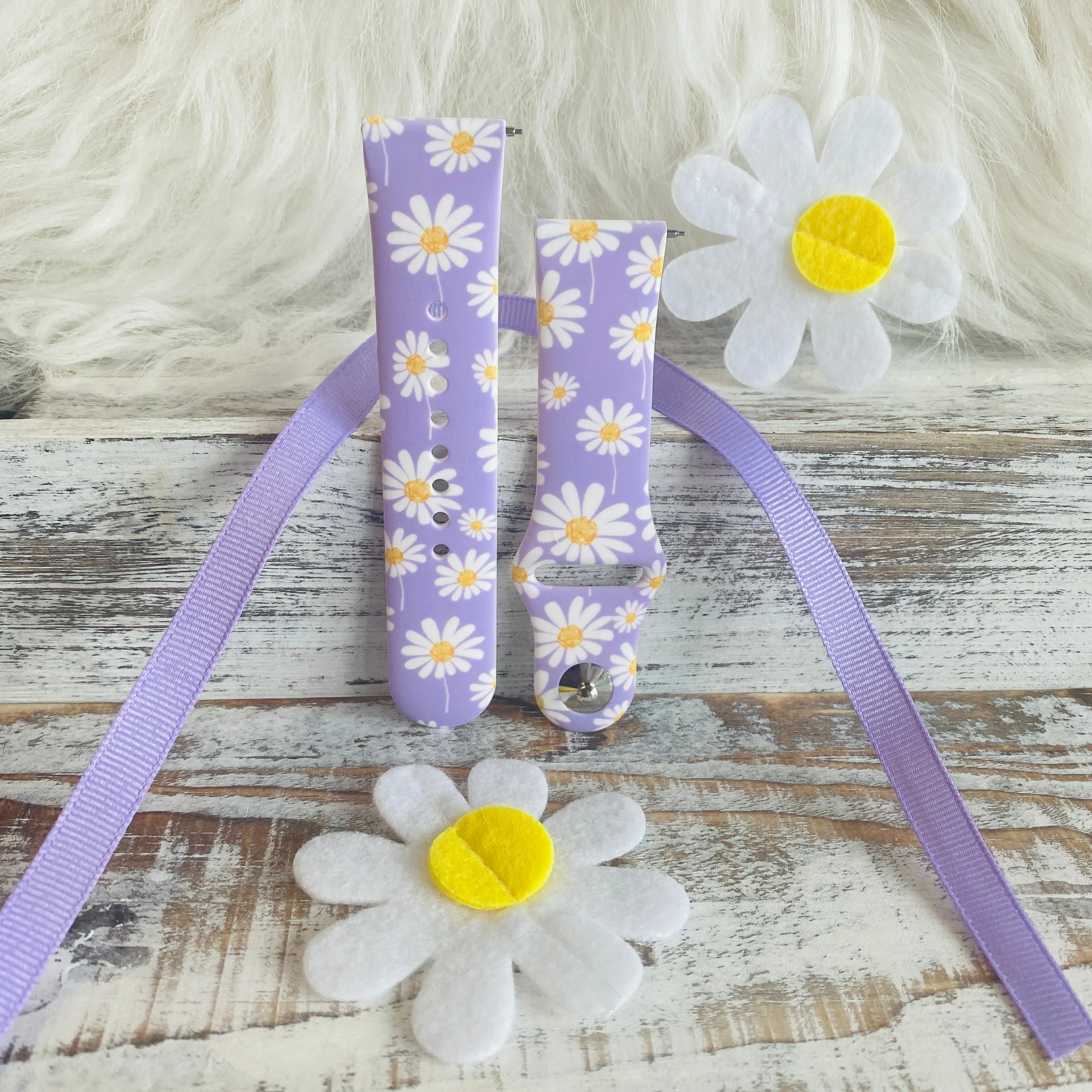 Spring Daisies Print Silicone Band For Fitbit Versa 1/2 Two Colors Available