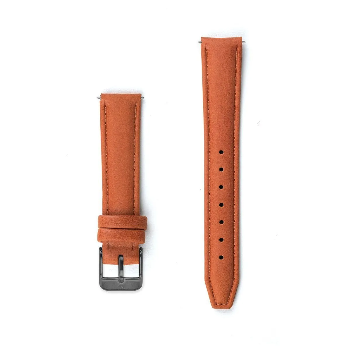 Tangerine Orange Stitched Leather Strap - 16mm Width