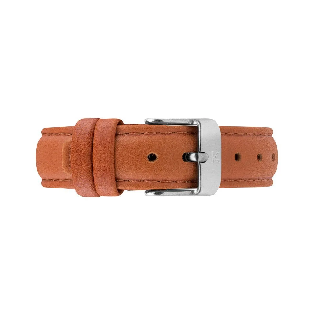 Tangerine Orange Stitched Leather Strap - 16mm Width