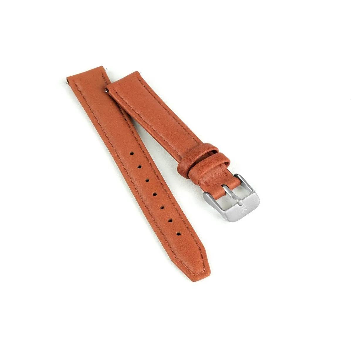 Tangerine Orange Stitched Leather Strap - 16mm Width