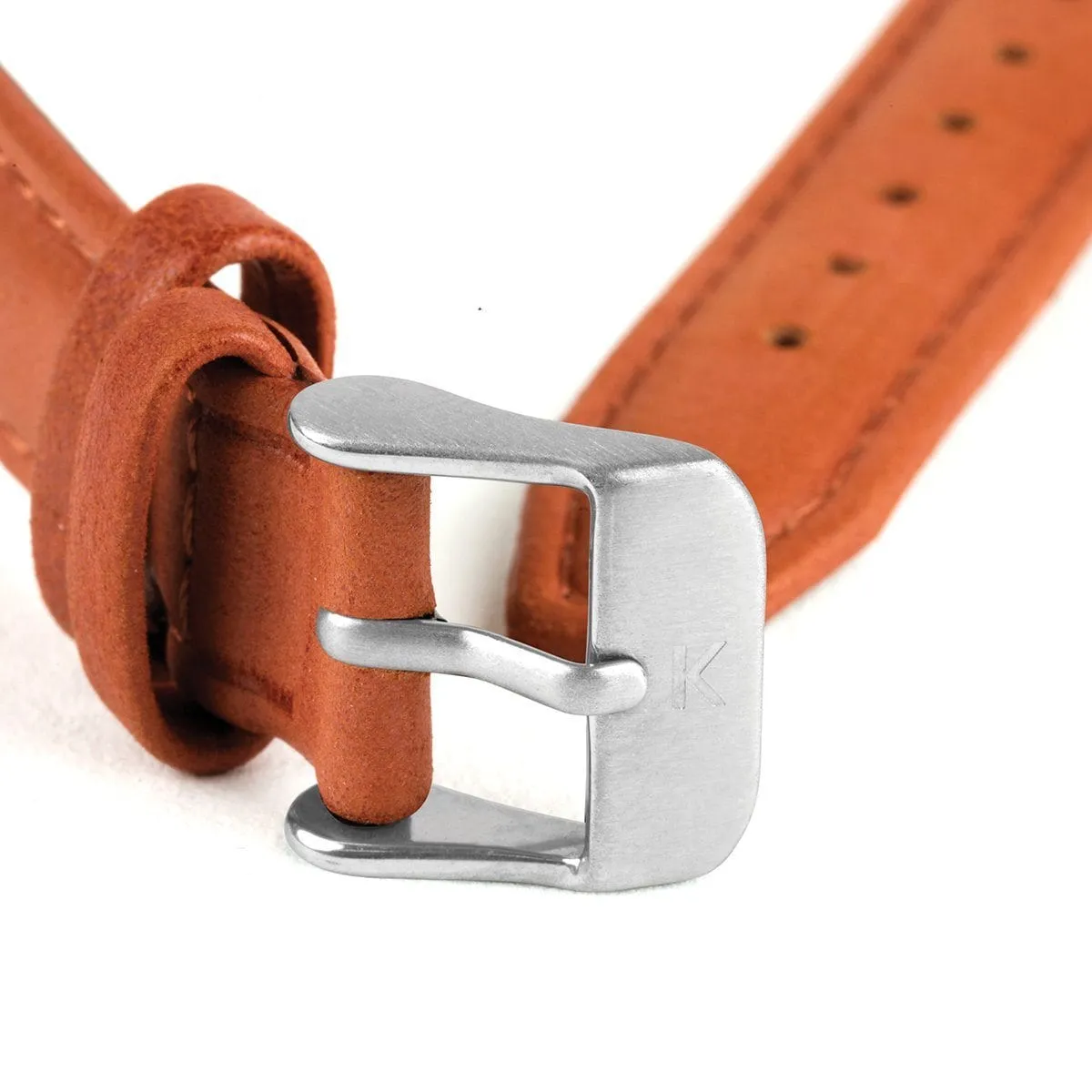 Tangerine Orange Stitched Leather Strap - 16mm Width