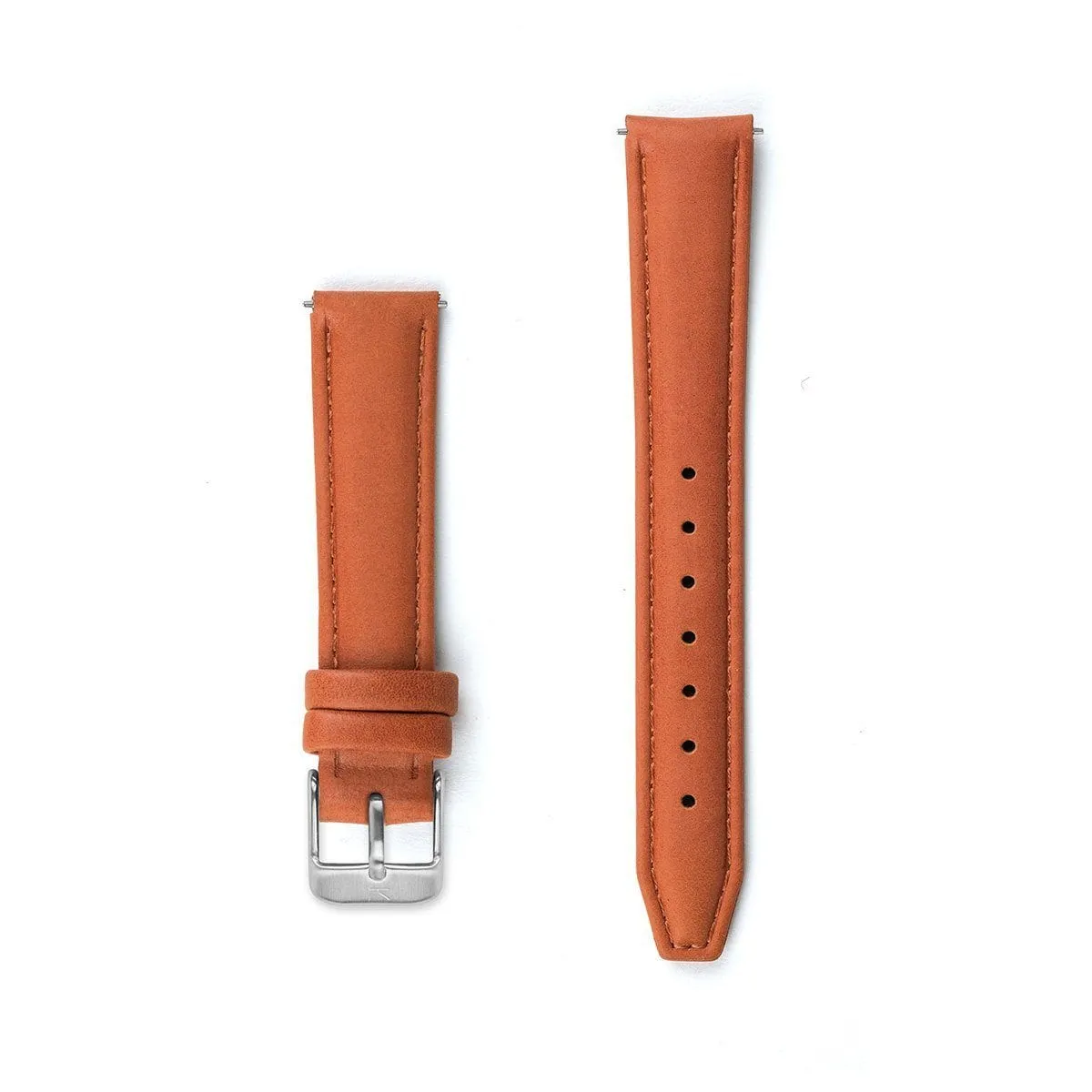 Tangerine Orange Stitched Leather Strap - 16mm Width
