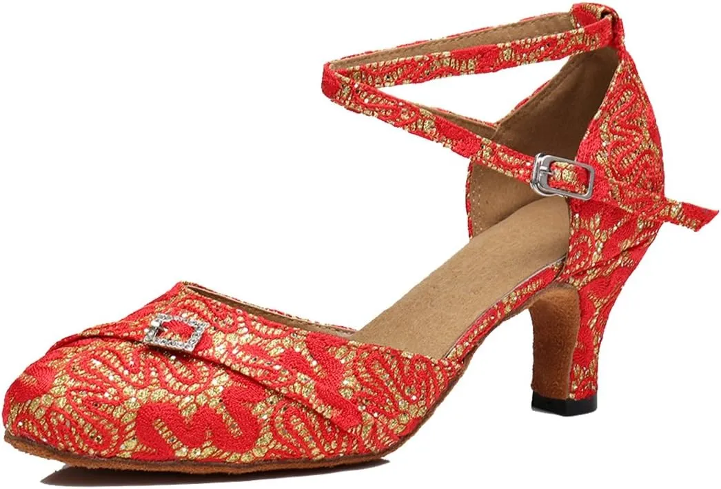 TDA Women's Classic Appliques Crystals Synthetic Tango Ballroom Salsa Latin Dance wedding Shoes