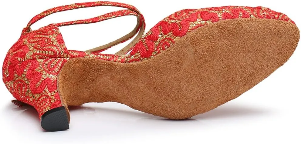 TDA Women's Classic Appliques Crystals Synthetic Tango Ballroom Salsa Latin Dance wedding Shoes