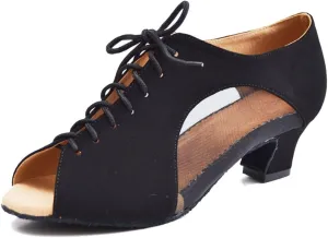 TDA Women's Comfort Lace-up Suede Salsa Tango Ballroom Latin Modern Dance Shoes