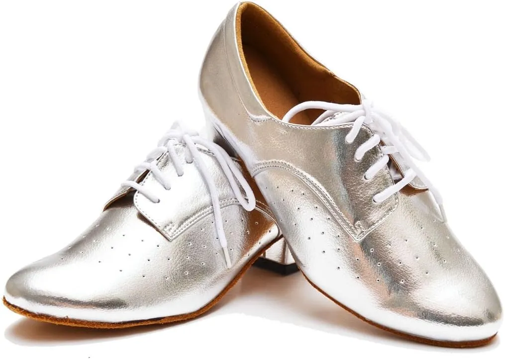 TDA Women's Fashion Chunky Heel Lace-up Leather Salsa Tango Ballroom Latin Modern Dance Shoes