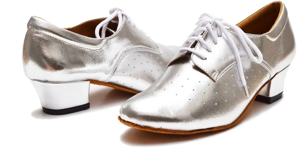 TDA Women's Fashion Chunky Heel Lace-up Leather Salsa Tango Ballroom Latin Modern Dance Shoes