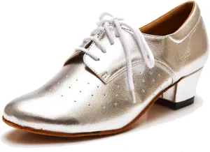 TDA Women's Fashion Chunky Heel Lace-up Leather Salsa Tango Ballroom Latin Modern Dance Shoes