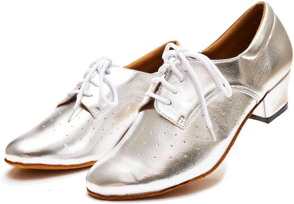 TDA Women's Fashion Chunky Heel Lace-up Leather Salsa Tango Ballroom Latin Modern Dance Shoes
