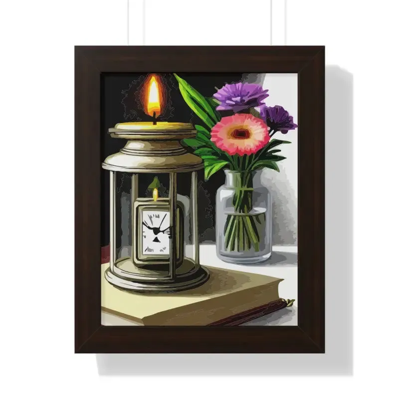 Timeless Candle Pocket Watch Framed Vertical Poster