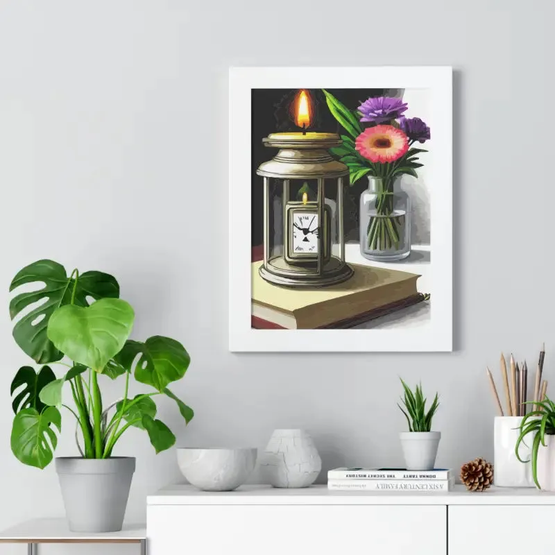 Timeless Candle Pocket Watch Framed Vertical Poster
