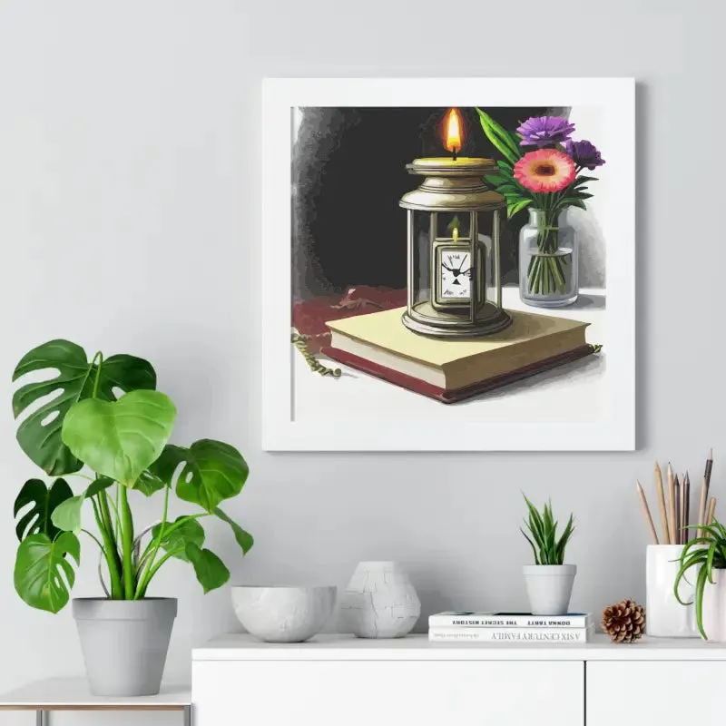 Timeless Candle Pocket Watch Framed Vertical Poster