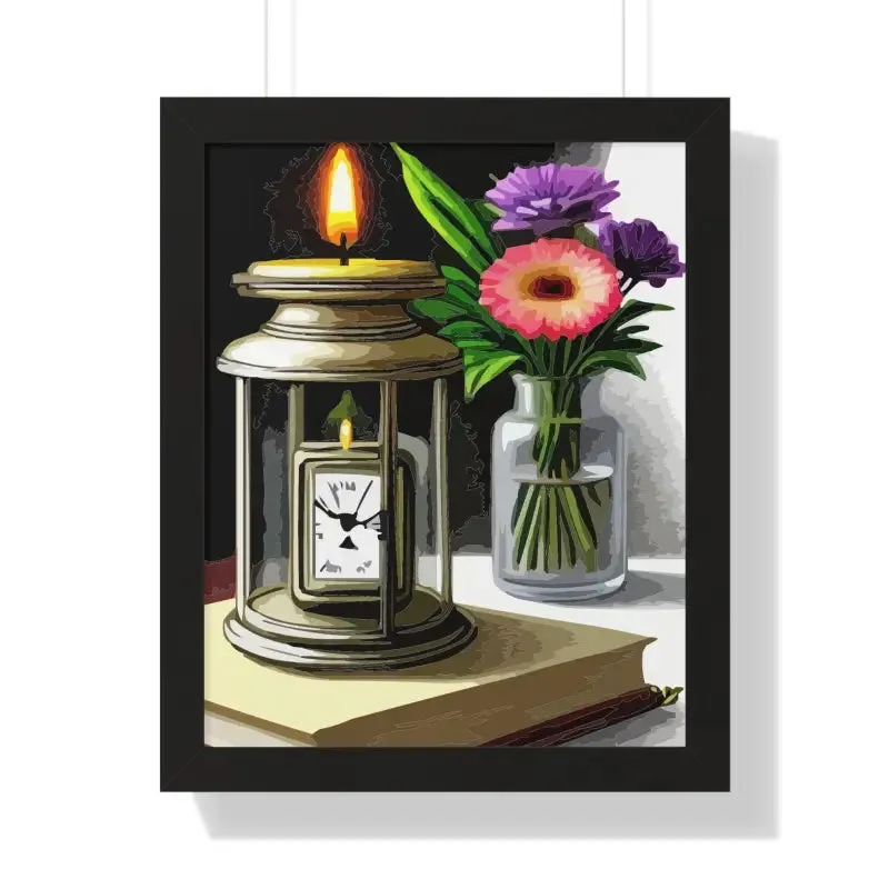 Timeless Candle Pocket Watch Framed Vertical Poster