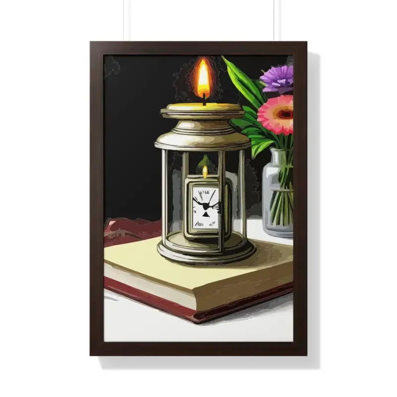 Timeless Candle Pocket Watch Framed Vertical Poster