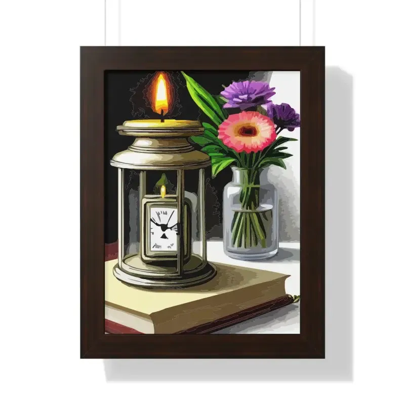 Timeless Candle Pocket Watch Framed Vertical Poster