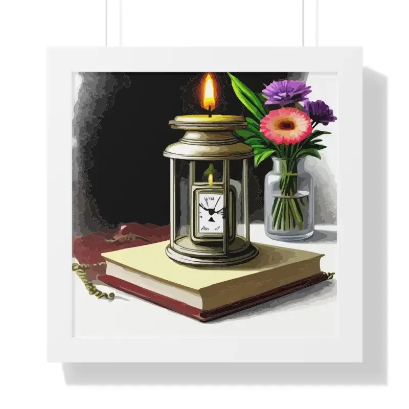 Timeless Candle Pocket Watch Framed Vertical Poster