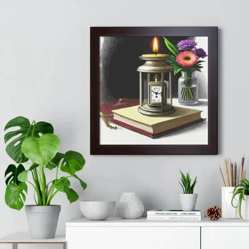Timeless Candle Pocket Watch Framed Vertical Poster