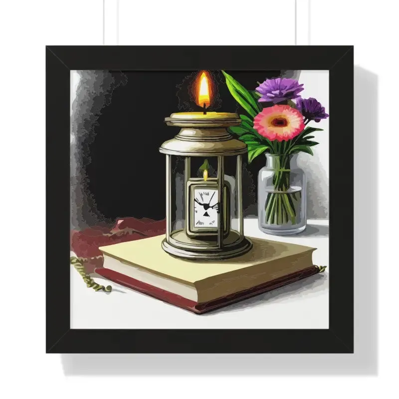 Timeless Candle Pocket Watch Framed Vertical Poster
